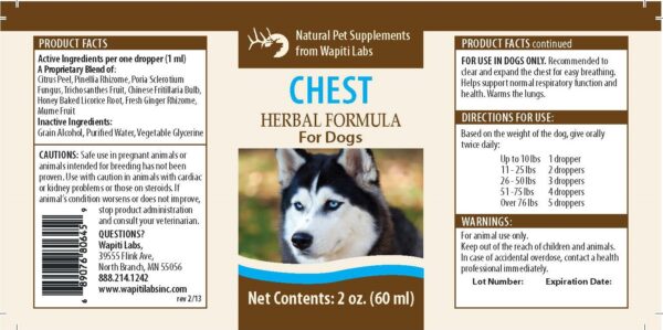 Wapiti Labs Chest Herbal Supplement Formula For Dogs: Natural Support for Canine Respiratory Health - Image 2