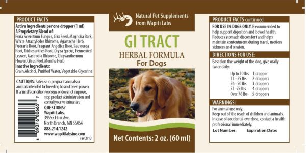 Wapiti Labs GI Tract Herbal Supplement Formula For Dogs - Image 2