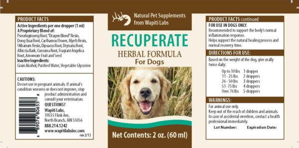 Wapiti Labs Recuperate Herbal Supplement Formula for Dogs - Image 2