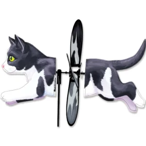 Premier Kites Petite Spinner - Black & White Cat: Whimsical Outdoor Decor for Cat Lovers