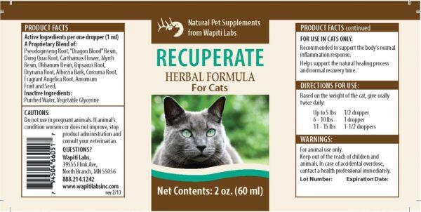 Wapiti Labs Recuperate Herbal Supplement Formula for Cats: Natural Support for Feline Recovery - Image 2