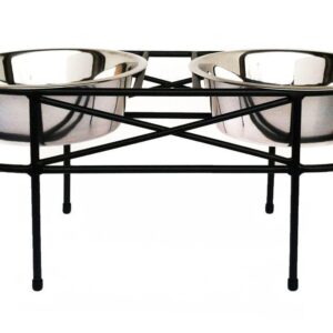 Convenient and Stylish Pets Stop Mesh Double Diner Dog Feeder