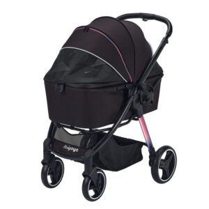 Ibiyaya Elegant Retro Luxe Pet Stroller: Stylish and Convenient Travel Solution for Your Furry Friend