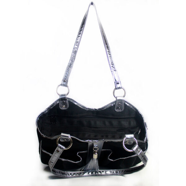 Petote Metro Classic Black & Silver: Stylish and Functional Pet Carrier - Image 2