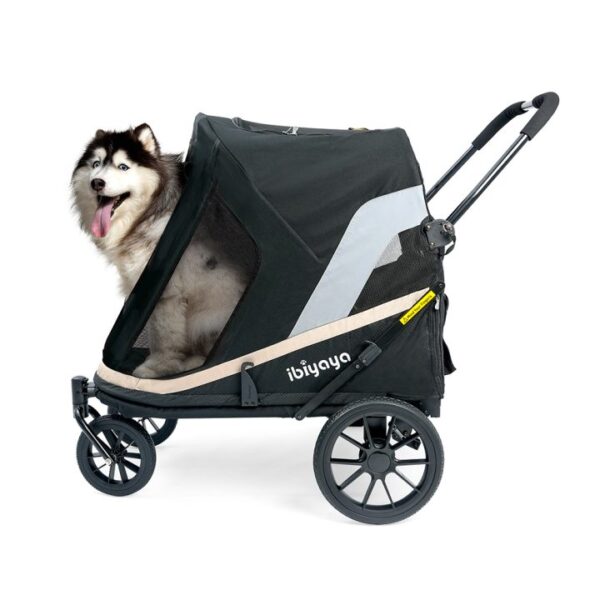 Ibiyaya Grand Cruiser Large Dog Stroller, 4-Wheel Foldable Big Dog Pram for Large Breeds, Senior & Injured Pets