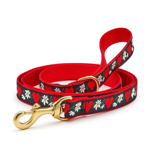 Up Country Hearts and Flowers Dog Leash - Stylish and Durable Pet Accessory