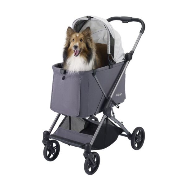 Ibiyaya Maxi Deep Carriage Pet Stroller with Puncture-Free Rubber Wheels, Lightweight and Collapsible