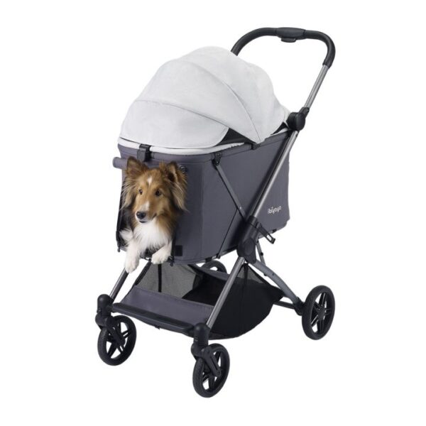 Ibiyaya Maxi Deep Carriage Pet Stroller with Puncture-Free Rubber Wheels, Lightweight and Collapsible - Image 3