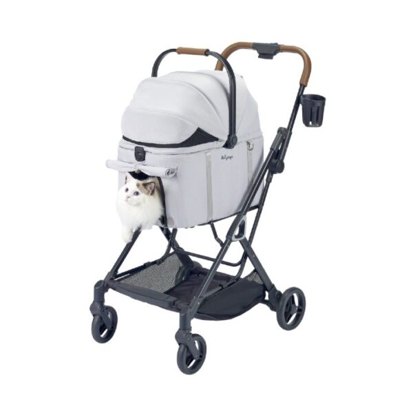 Ibiyaya Tinker Small Detachable Pet Stroller with Cup Holder – Compact Buggy for Cats & Small Dogs - Image 3