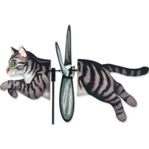 Premier Kites Petite Spinner - Tabby Cat: Adorable Outdoor Cat Decor for Garden or Yard