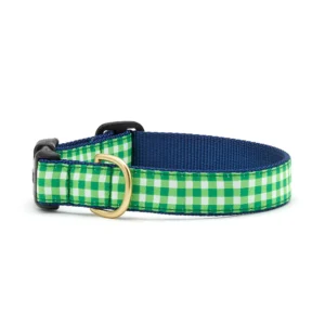 Up Country Lime Gingham Dog Collar - Perfect for Your Pup!