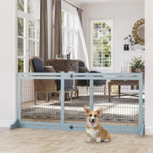 Extra Wide Freestanding Pet Gate - Adjustable Length - 71" W x 27.25" H