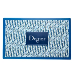 Blue rectangular box with a repeating white logo pattern and a dark blue center label reading 'Dogior'.